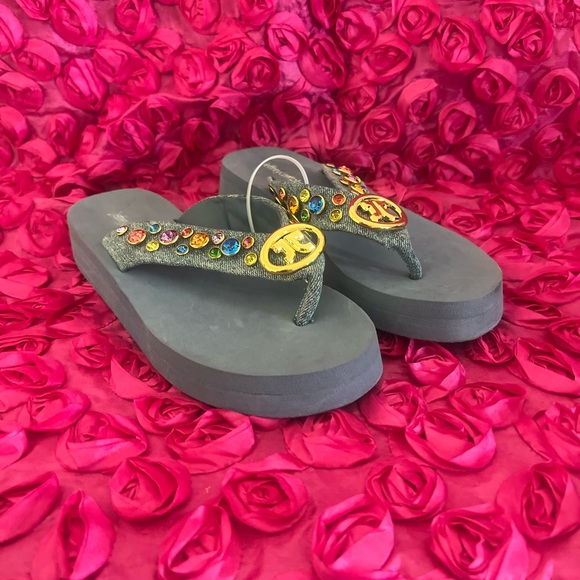 Embellished thong sandal with 'JC' logo metal bit - Picture 2 of 7